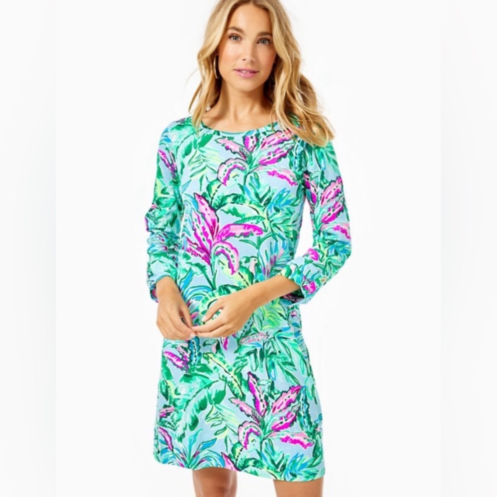 Lilly Pulitzer Linden Pima Cotton Shift Dress - Porto Blue - Size XXL